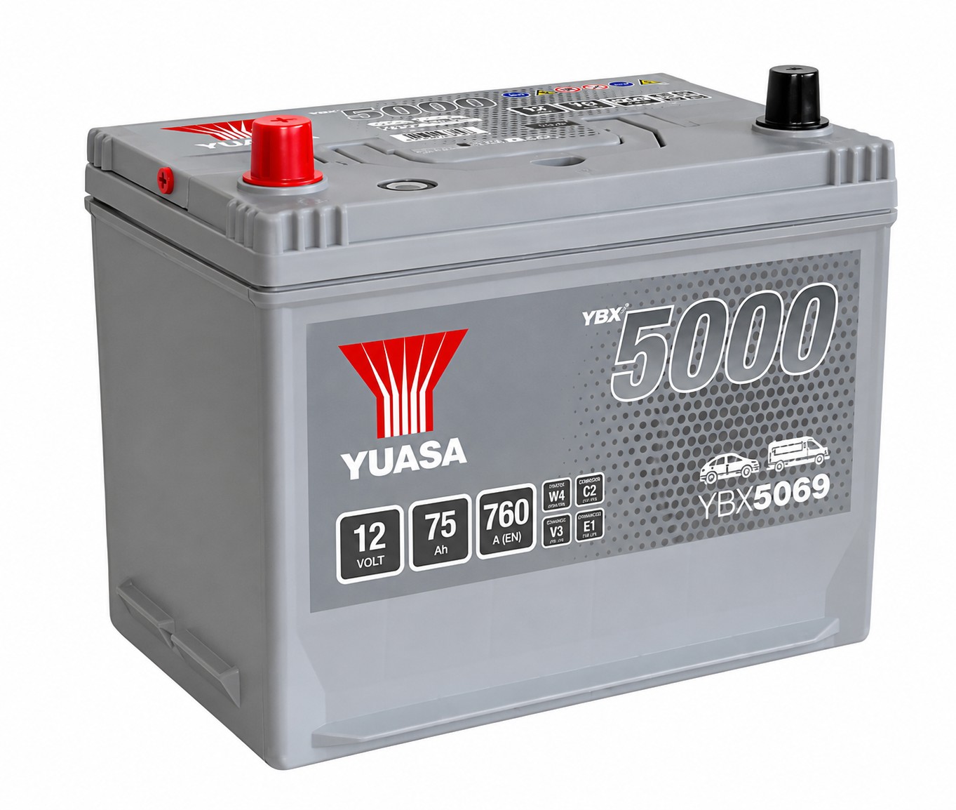Акумулятор Yuasa YBX 5000 12В 75Аг 760А(EN) L+ YBX5069